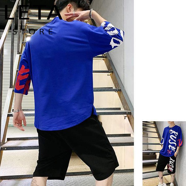 Bộ quần áo cộc tay unisex nam nữ màu xanh nước biển - BD19 | BigBuy360 - bigbuy360.vn