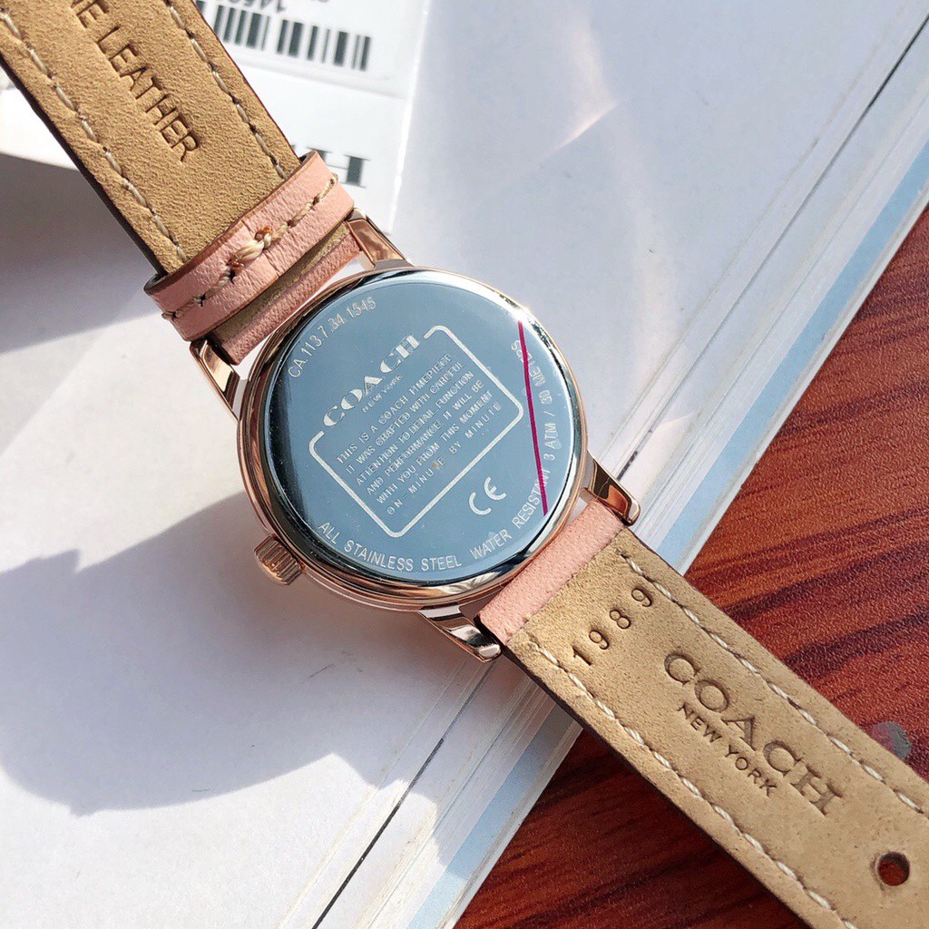 Đồng hồ nữ coach grand blush 14503060 dây da , mặt số hình hoa 3d xinh xắn , size 28mm