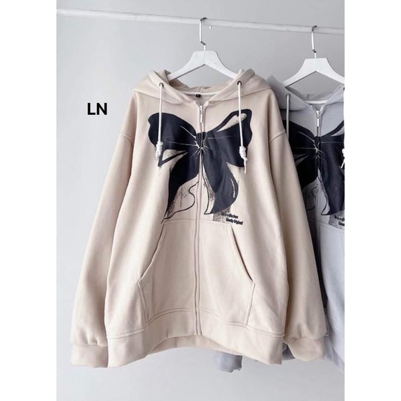 Áo khoác nỉ nơ to mũ 2 lớp DA6