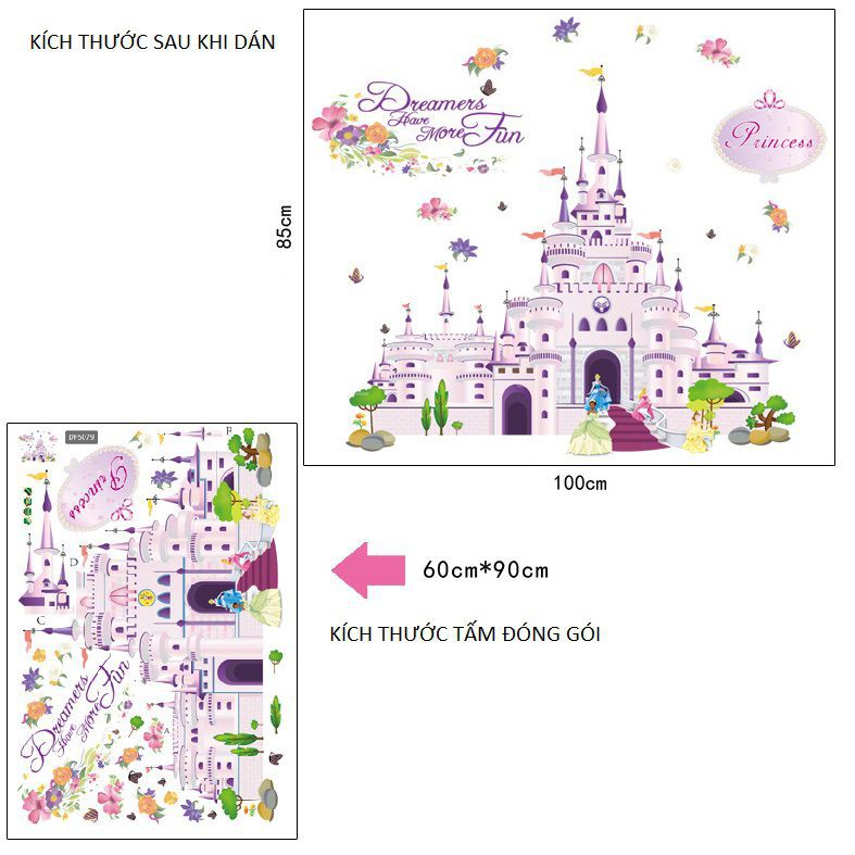 Decal dán tường Lâu đài Disney