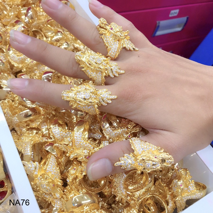 Nhẫn nam đầu rồng đính đá bền màu thiết kế cao cấp Orin NA76