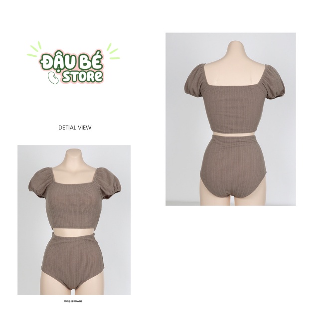 BIKINI 2 MẢNH TAY BỒNG ĐI BIỂN ULZZANG CAO CẤP - BỘ ĐỒ BƠI NỮ CẠP CAO KÍN ĐÁO THỜI TRANG HÀN QUỐC - DAUBE - B001