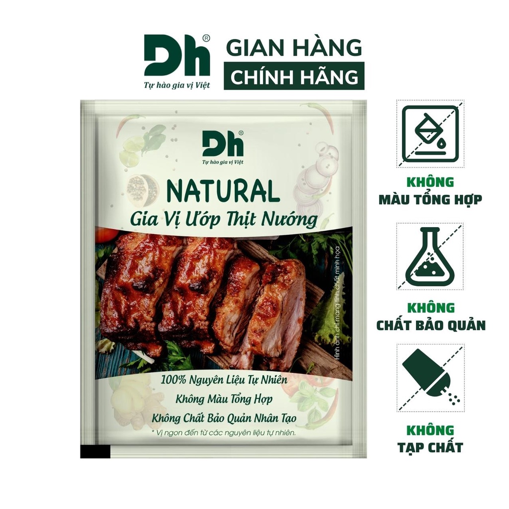 Gia vị ướp thịt nướng Natural DH Foods nêm sẵn thành phần tự nhiên gói 10gr - DHGVT88