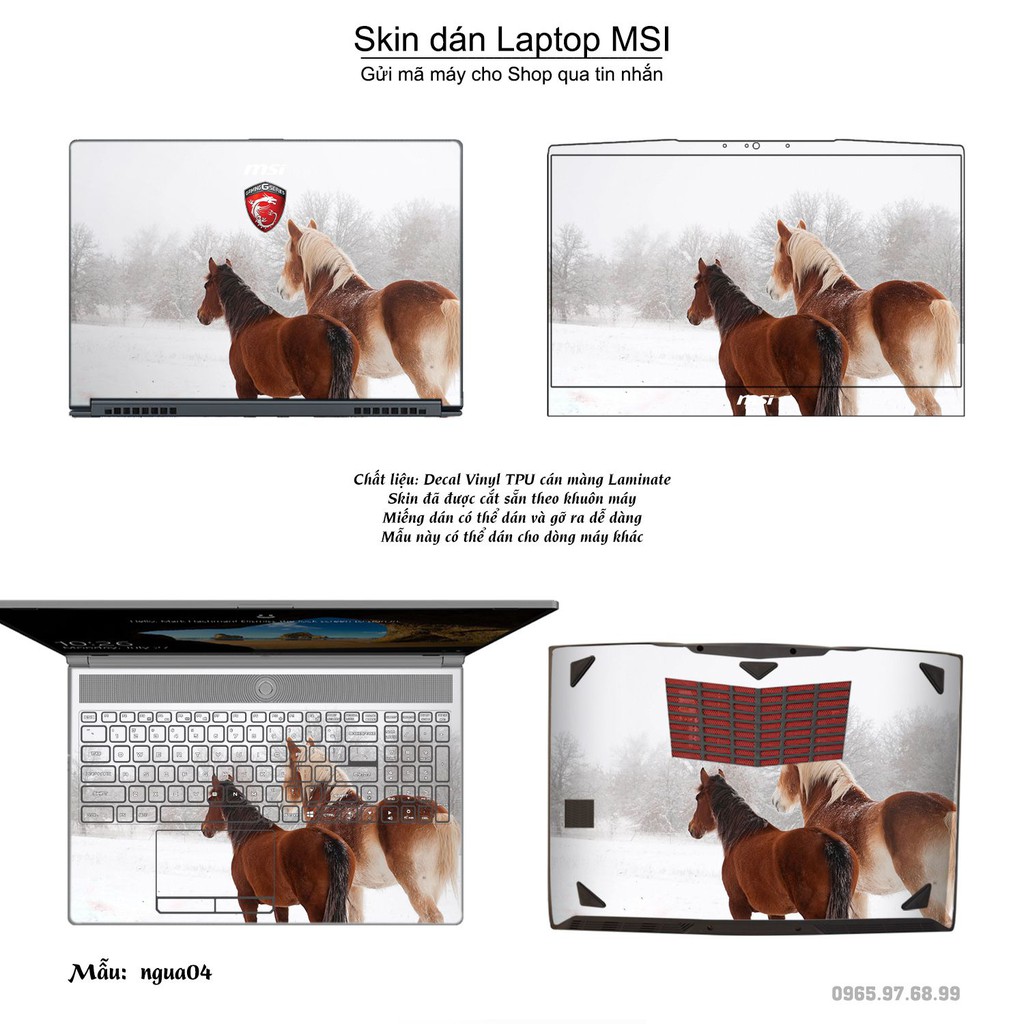 Skin dán Laptop MSI in hình Con ngựa (inbox mã máy cho Shop)