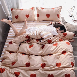 [ RẺ VÔ ĐỊCH ] Bộ chăn ga Cotton Poly tim đỏ - mẫu mới phong cách Hàn Quốc