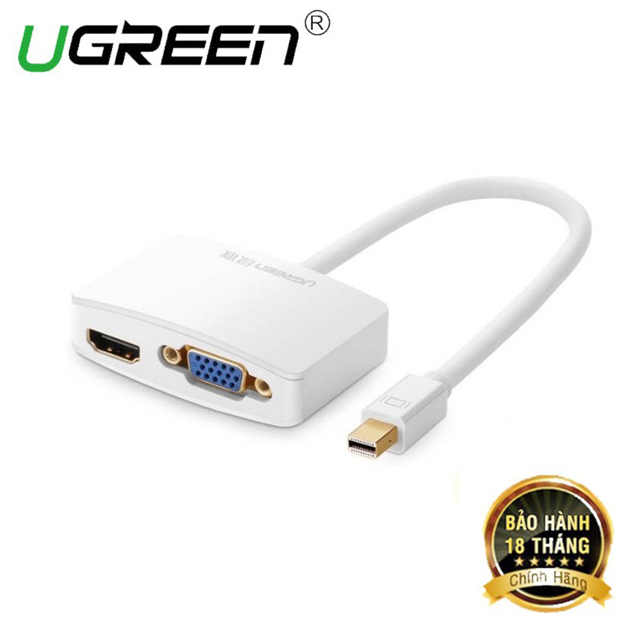 Cáp chuyển Mini Displayport sang HDMI và VGA UGREEN 10427 dài 15cm hỗ trợ Full HD - HapuStore