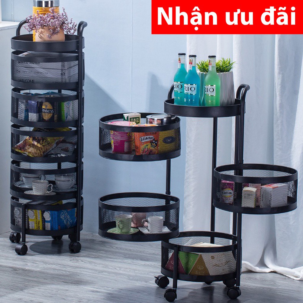 KỆ TRÒN ĐA NĂNG ĐỂ HOA QUẢ TRONG NHÀ BẾP NHẬT BẢN 360 ĐỘ 3-5 TẦNG