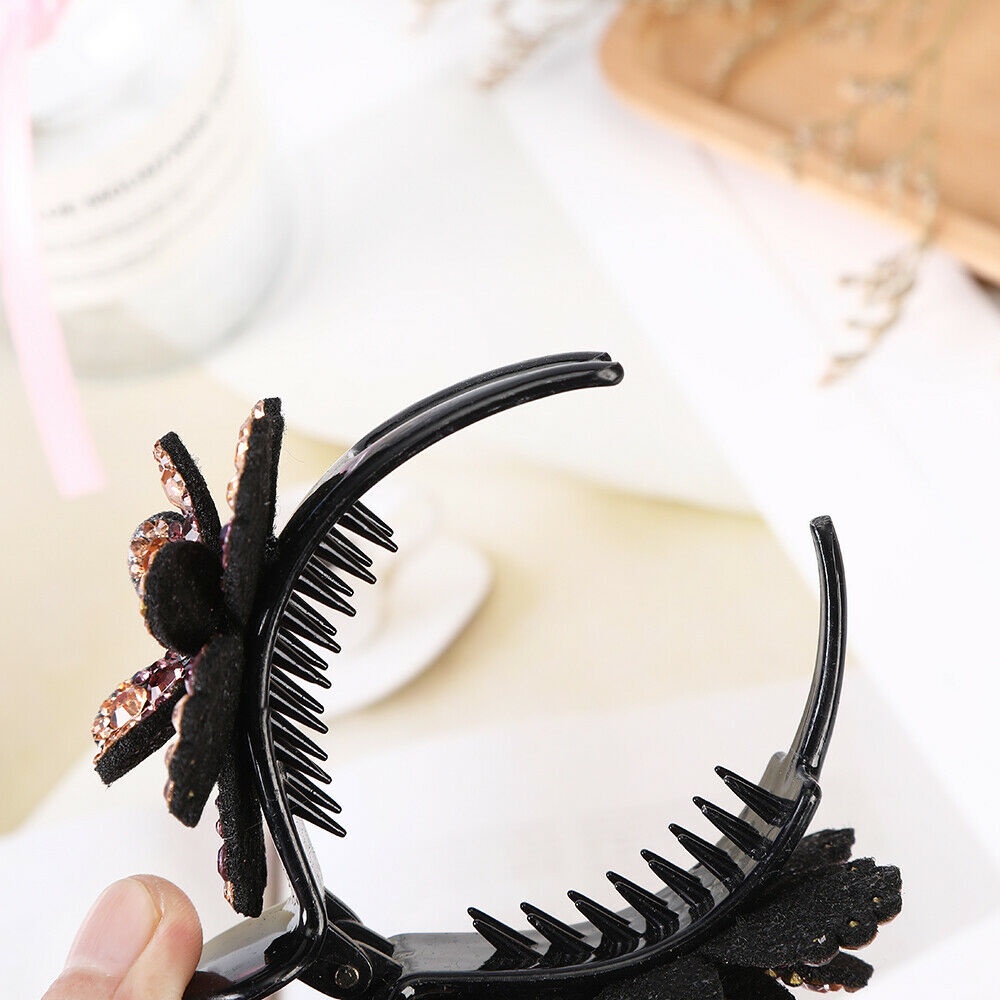 Kẹp tóc hình hoa đính đá phong cách xinh xắn thời trang cho nữ