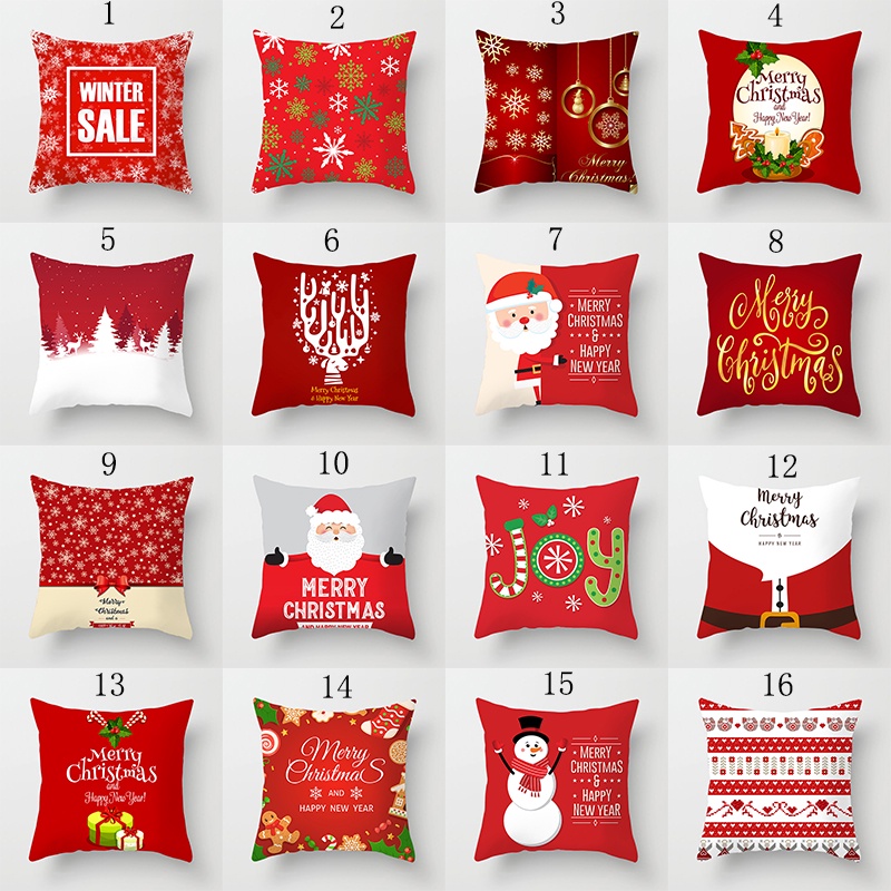 Vỏ gối vuông họa tiết phong cách Giáng Sinh kích thước 45x45cm đáng yêu