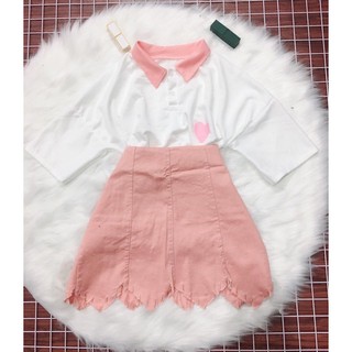 Set ulzzang áo kèm chân váy ảnh thật