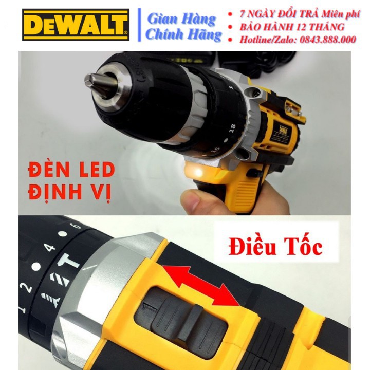 [CHÍNH HÃNG] Máy khoan pin DeWalt 36V 3 Chức Năng kèm 24 Phụ Kiện