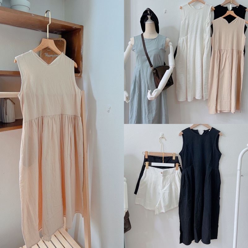 [Ảnh thật/Video]Váy babydoll ba lỗ Lavender dáng dài Hàn Quốc