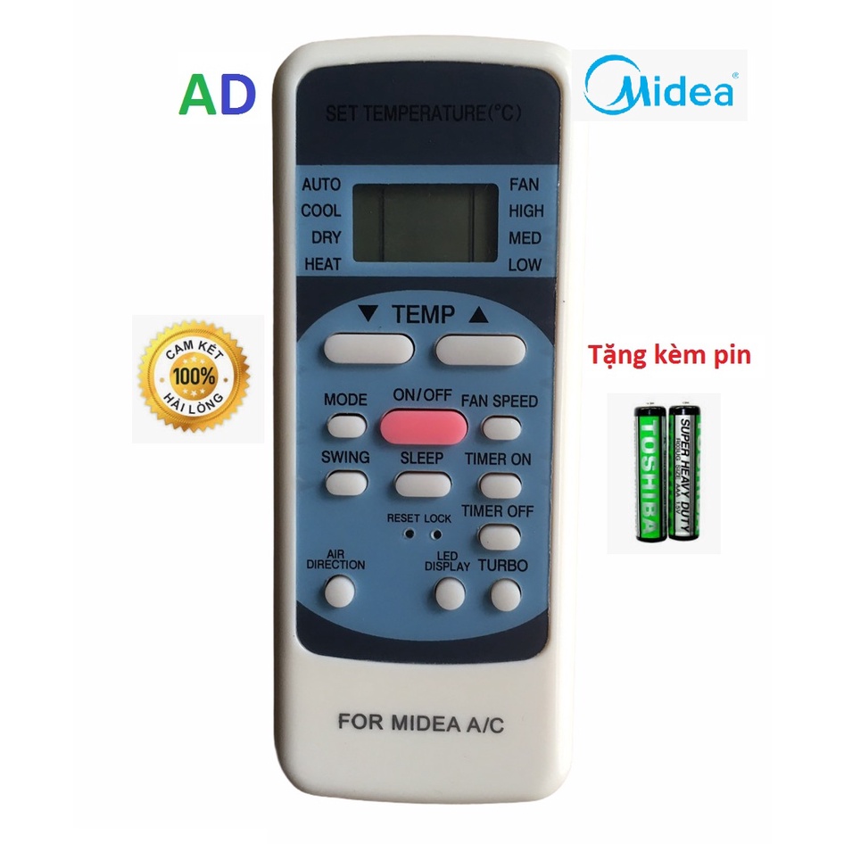 Điều khiển điều hòa Midea R51M/E 1 nút hồng ở giữa - tặng kèm pin - Remote điều hòa Midea R51M/E