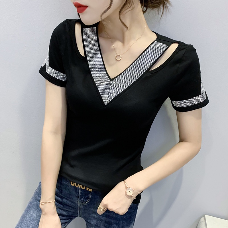 áo thun tay ngắn nữ Cổ Chữ v Thời Trang Mùa Hè Cho Nữ