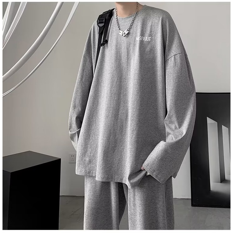 Áo Thun Tay Dài Dáng Rộng In Chữ Phong Cách Hip Hop Đường Phố Hàn Quốc Thời Trang Cho Nam Và Nữ M-5XL