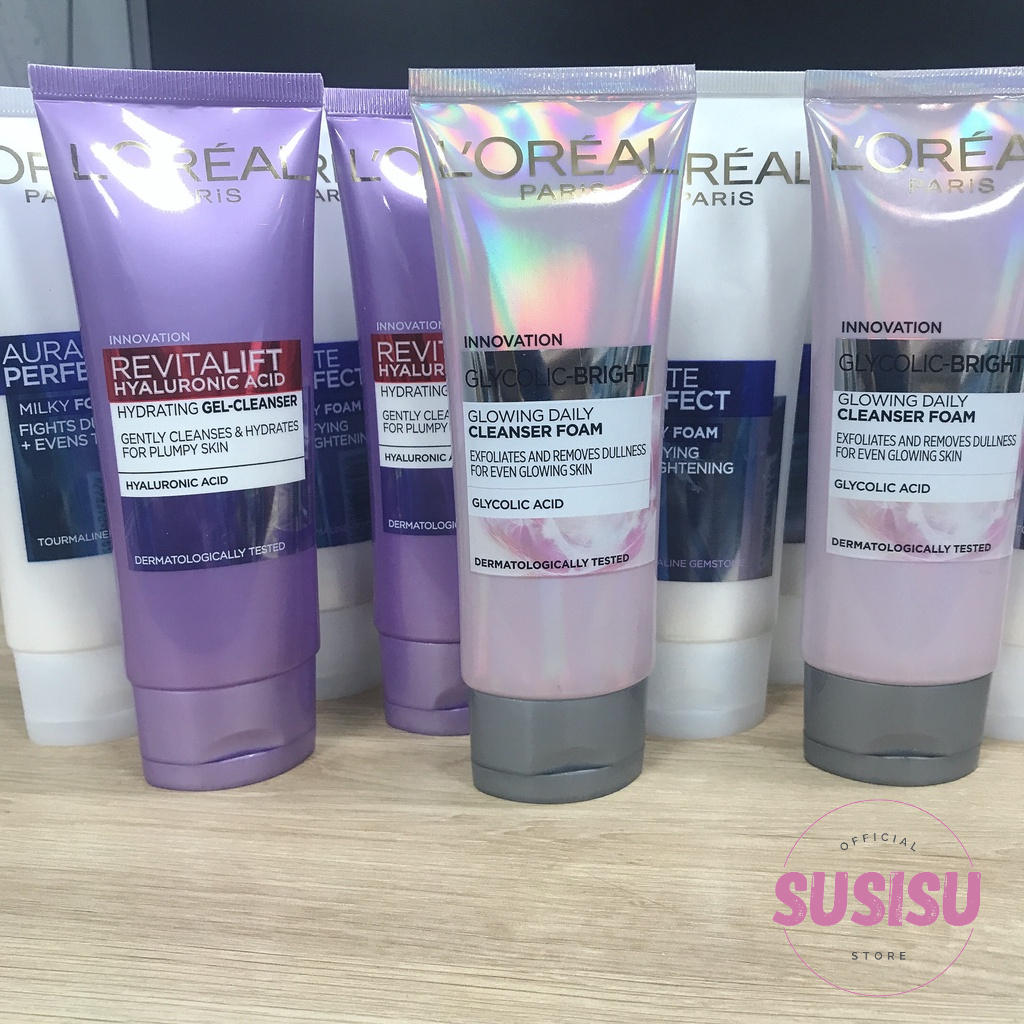 Sữa Rửa Mặt Loreal White Perfect| Glycolic-Bright| Revitalift Hyaluronic Acid| Revitalift Glycerin 100ml|SRM L oreal