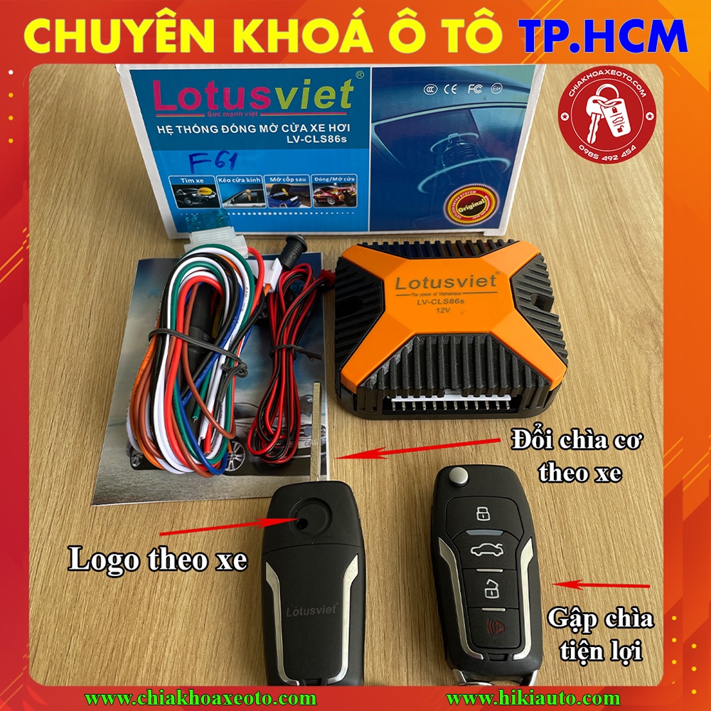 Bộ điều khiển mở cửa xe ô tô từ xa cao cấp Lotusviet dùng cho các loại xe bản thiếu, remote dạng gập đẹp