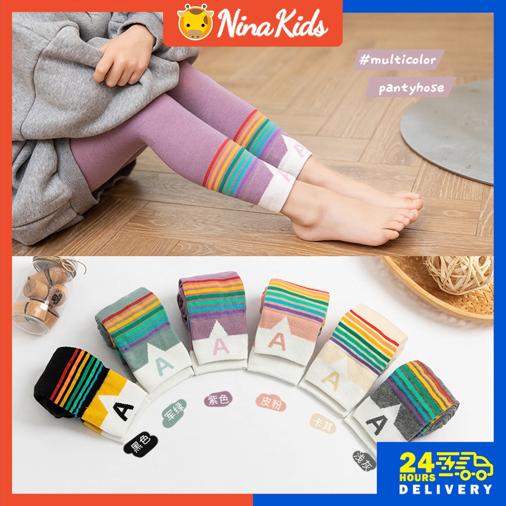 Quần legging   họa tiết cầu vồng cho bé gái từ 1-9 tuổi