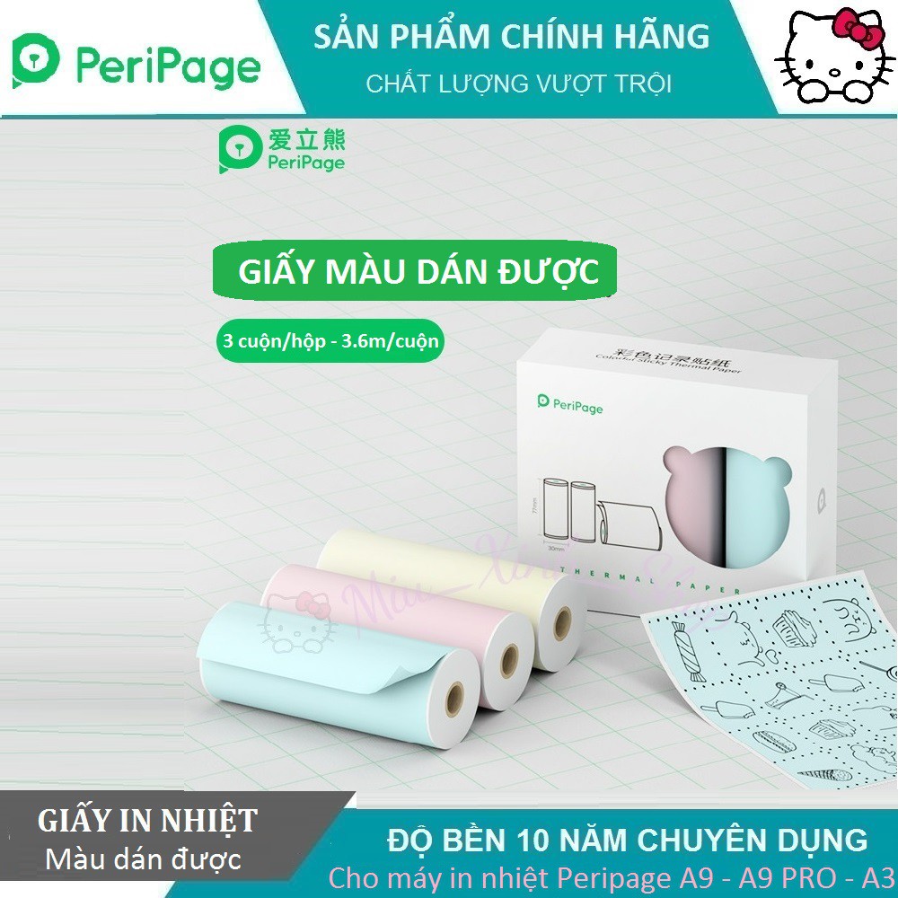 ❤ Chính hãng Peripage ❤ Tất cả giấy in nhiệt ❤ KT 77*30 - 77x30mm ❤ cho máy in nhiệt Peripage A9 - A9PRO - A3, Poooli L3