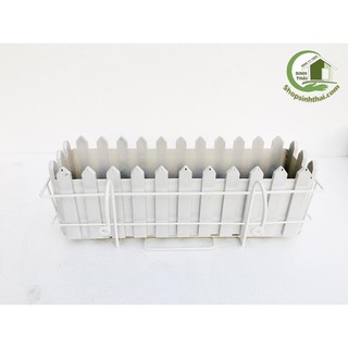 Chậu Treo Ban Công Hàng Rào Màu Trắng - Chậu dài và dày - chậu trồng Rau (KT: 60cm x 20cm x18cm)