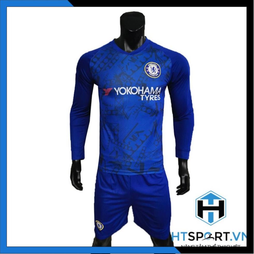 Áo Dài Tay Chelsea Thun Lạnh Cao Cấp Chính Hãng, Áo đấu Chelsea tay dài Xanh Bích ! .