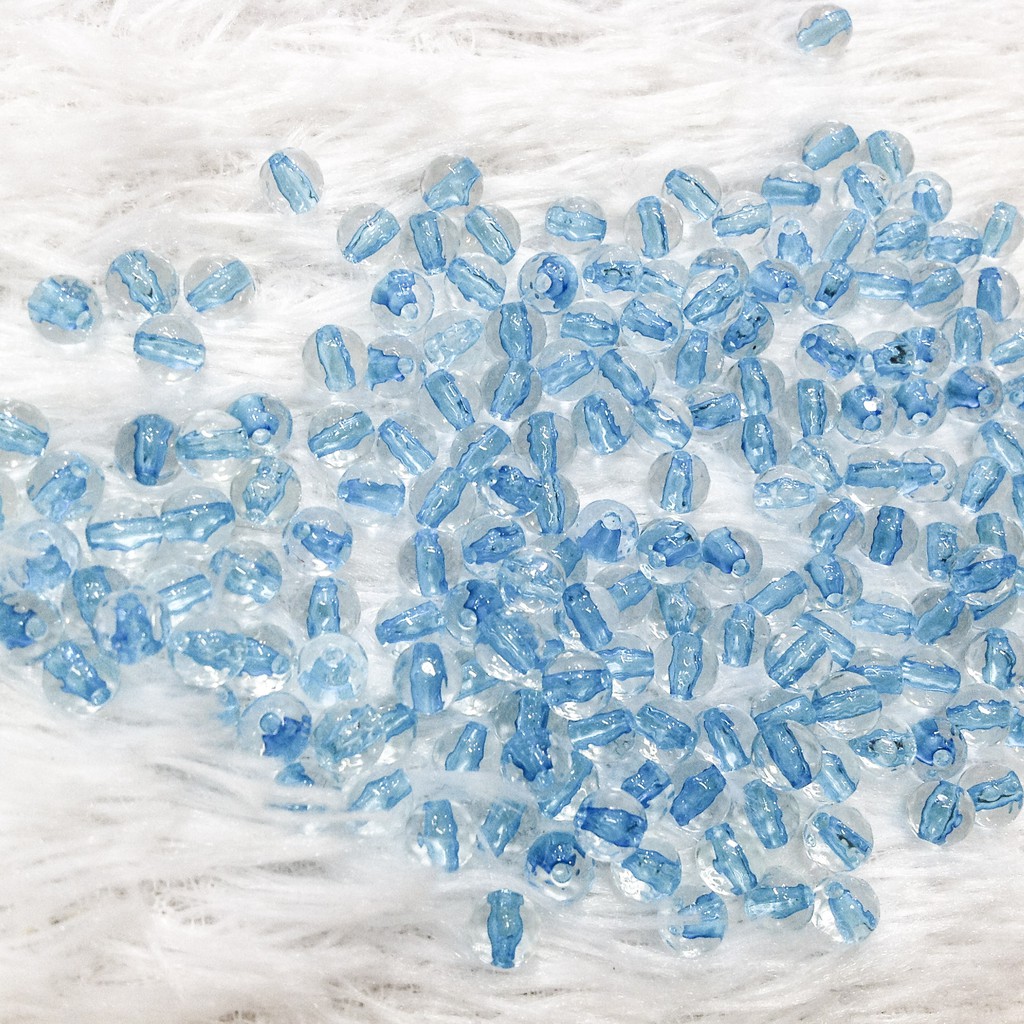 100 Hạt cườm trong vắt acrylic pha lê nhựa xỏ vòng tay dễ thương size 6mm