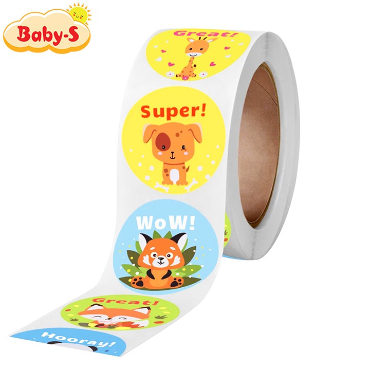 Sticker khen thưởng tiếng Anh, cuộn 500 sticker khen khen thưởng khích lệ tinh thần học tập cho bé yêu Baby-S – SST013