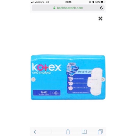 BĂNG VỆ SINH KOTEX 16M 23cm chống tràn
