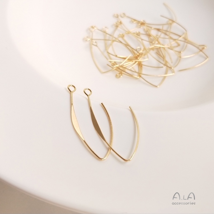 [Little Blu] Bông Tai Móc Dài Hình Chữ V Bằng Đồng 14K Màu Vàng Cá Tính Hợp Thời Trang