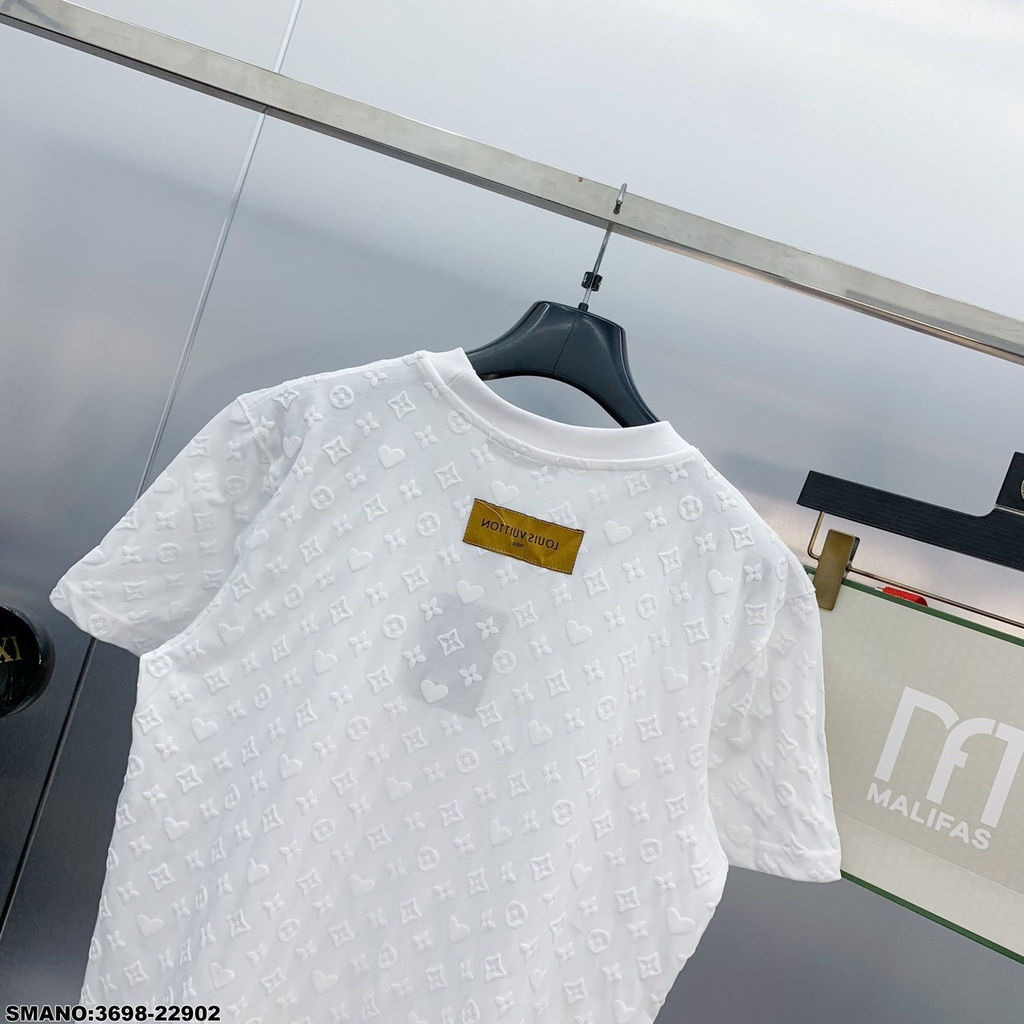 Áo Phông Nam LV Họa Tiết In Nổi - Áo Thun Nam Chất Liệu Cotton Mát Mịn