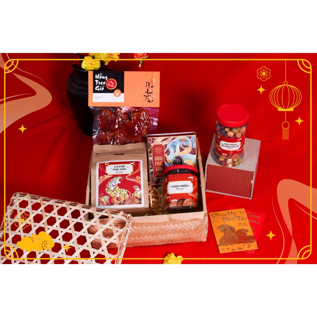 Tết An Khang 2 - Hộp quà Tết 2022 – 9 món | Giỏ mây đan tre | BigBuy360 - bigbuy360.vn