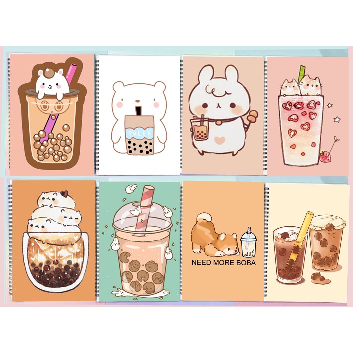 Sổ lò xo trà sữa SLI33 boba tea 60 trang 17x25cm