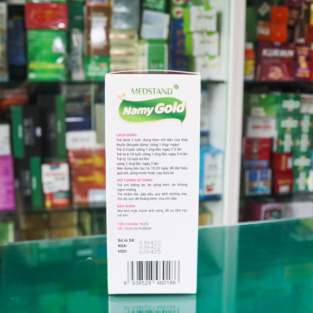 MEDSTAND NAMY GOLD SIRO -Bổ sung vitamin và khoáng chất, kích thích ăn ngon miệng, giảm tình trạng biếng ăn ở trẻ 20 ống