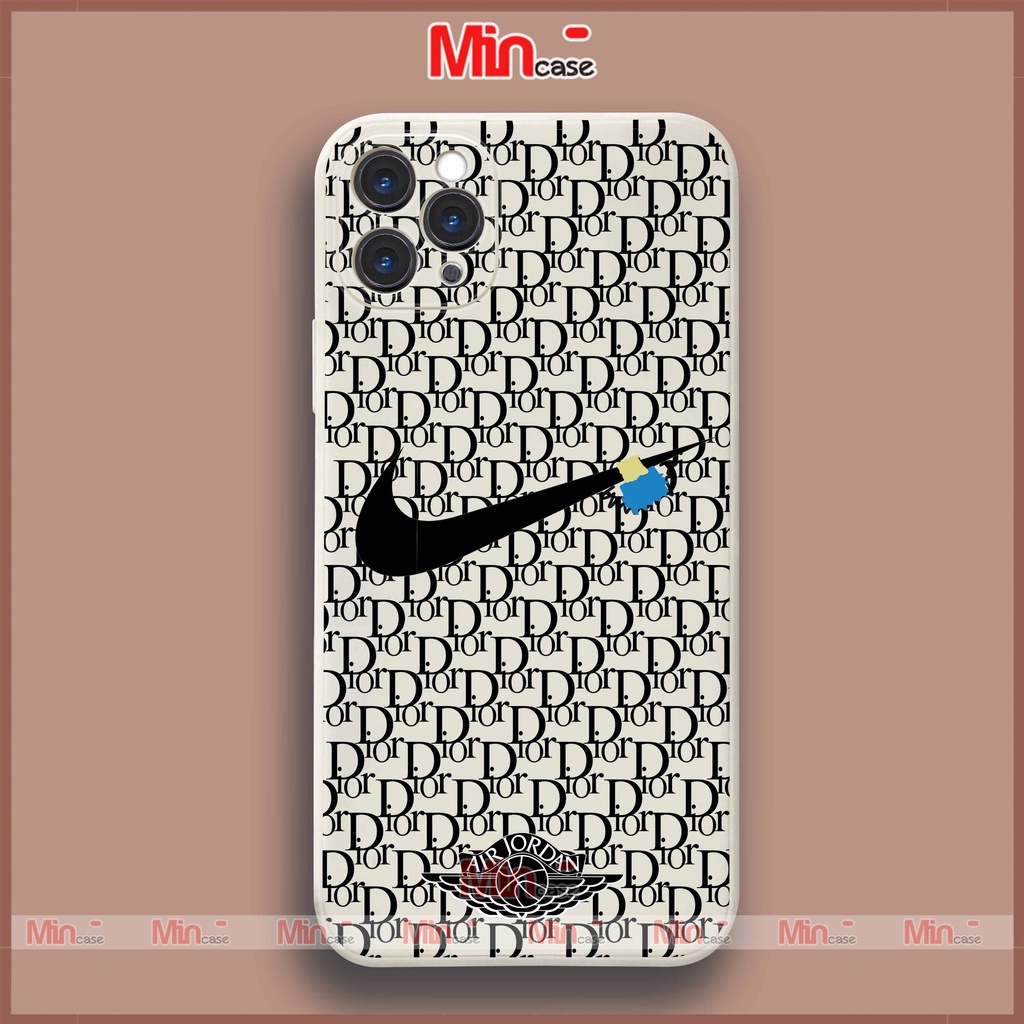 Ốp lưng iPhone Nike Dior cạnh viền vuông silicon mềm dẻo bảo vệ camera cho ip 6/6s/7/8/X/XS/XR/11/12/13/14 Pro Plus Max