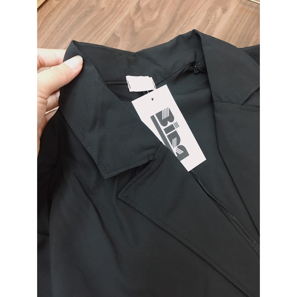 Áo blazer - áo vest nữ tay lỡ shynstores vải đũi 2 cúc dày dặn có túi trước