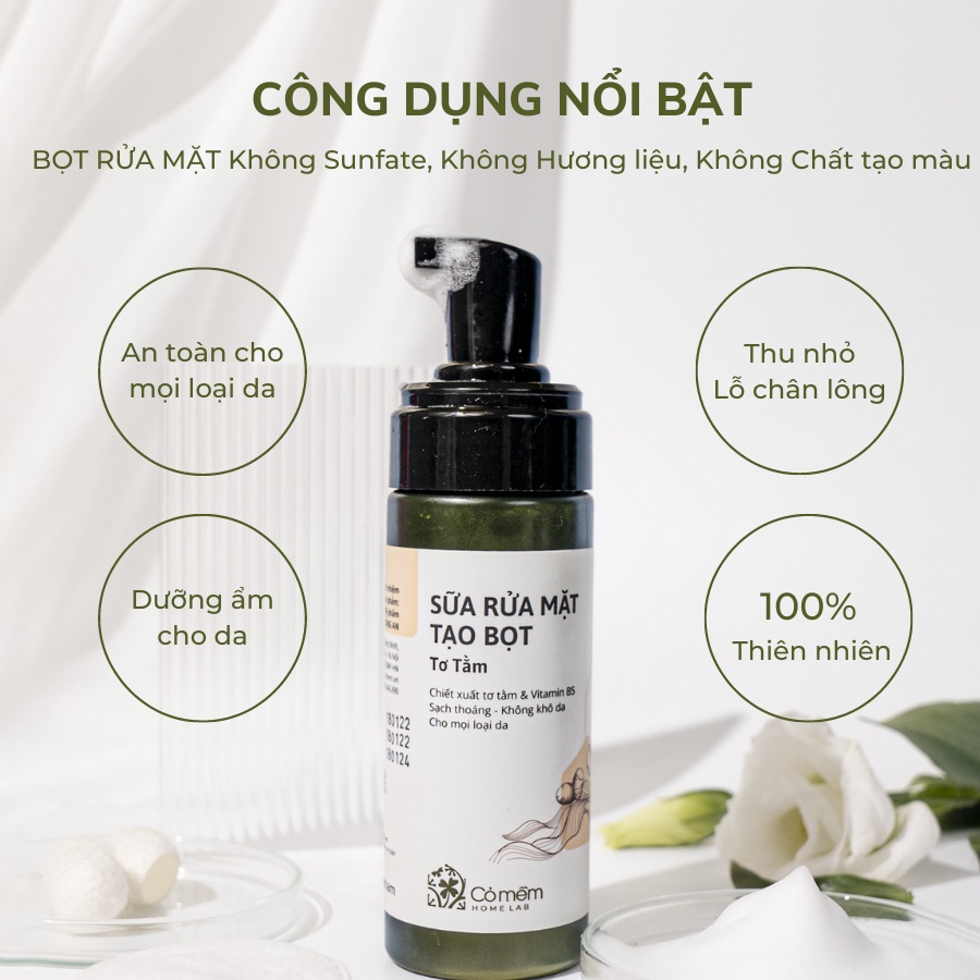 Sữa rửa mặt tạo bọt tơ tằm dưỡng ẩm làm sạch sâu cỏ mềm 150ml - ảnh sản phẩm 8