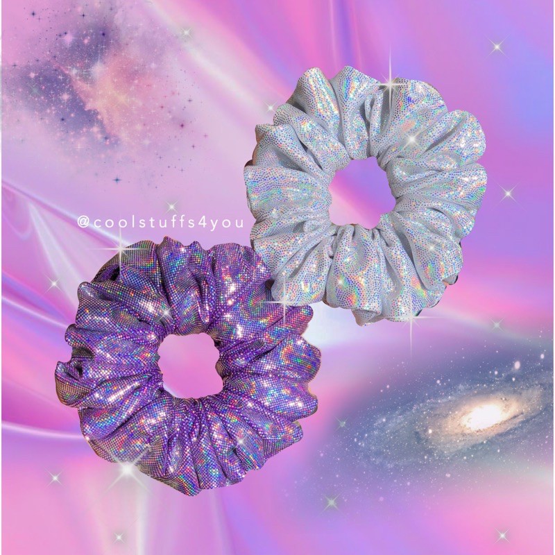 Đồ cột tóc scrunchies hologram màu Bạc / Tím🤍