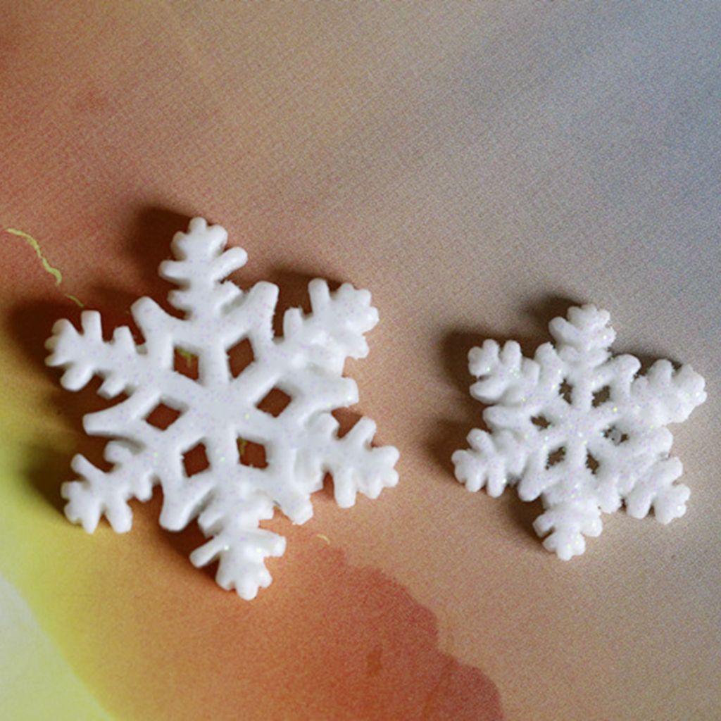 HARRIETT 10 pcs/pack Christmas Ornaments Glitter Xmas Tree  Decor Snowflake Crafts White DIY Resin Flat New Year Gift Party Supplies Christmas Embellishment