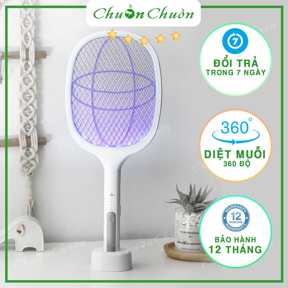 Vợt muỗi thông Minh Kiêm Đèn Bắt Muỗi Tự Động 2 Trong 1 Bảo Hành 12 Tháng - Pin sạc cao cấp 1200 mah - Bảo hành 12 tháng