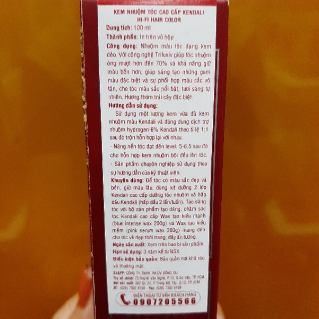 Kem nhuộm tóc cao cấp Kendali 100ml