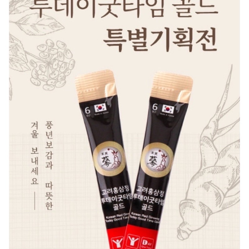 Tinh Chất Hồng Sâm Good Time Gold Red Ginseng Stick 10g x 10 gói- nhân sâm đỏ Hàn Quốc Pungnieonbogam 6 năm