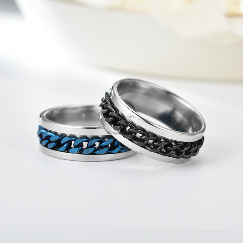 Nhẫn kim loại họa tiết dây xích nhiều màu B738