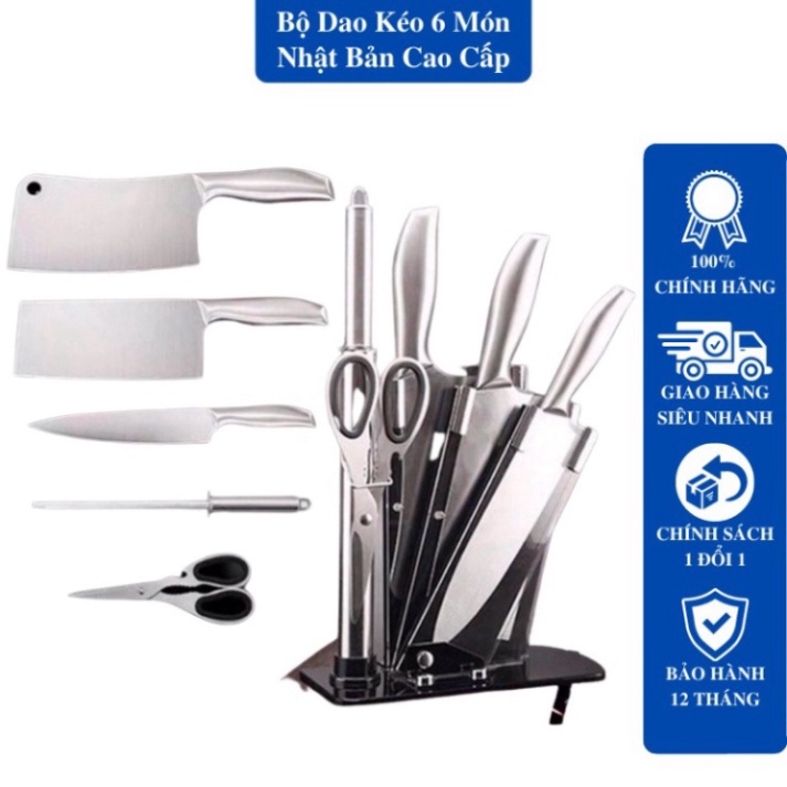 Bộ Dao Kéo 6 Món Nhật Bản Cao Cấp, Sét Dao 6 MónThép Nhật Bản Chống Gỉ Tặng Kèm Khay Để bán buôn siêu rẻ