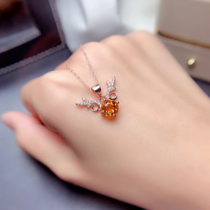 Thời Trang vòng cổ Mặt Hình Sừng Hươu Đính Đá