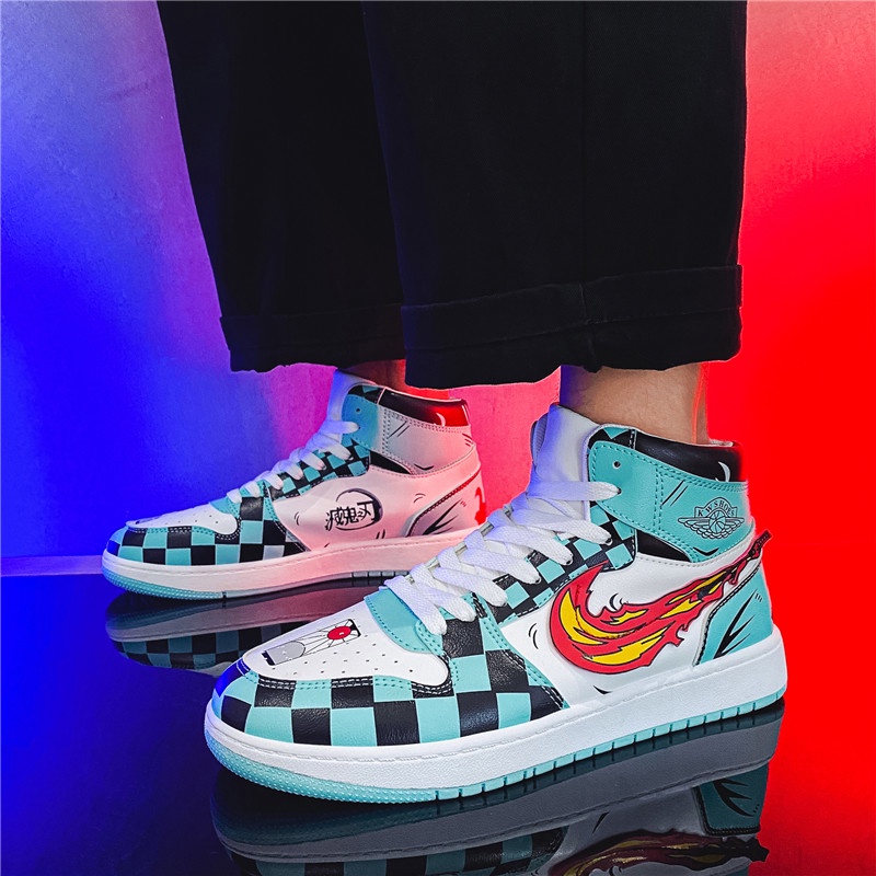 Giày thể thao cổ cao in hình Tanjiro Demon Slayer 2021 thời trang cho nam