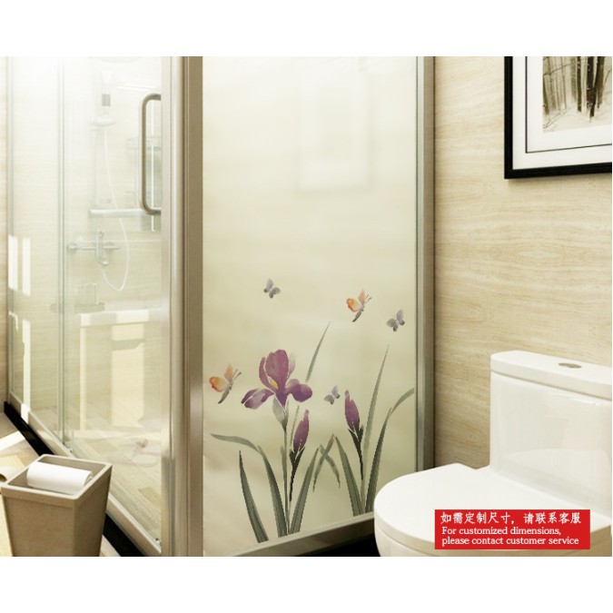 Decal dán kính cao cấp - Mẫu Hoa Tím bướm ( 60x116 )
