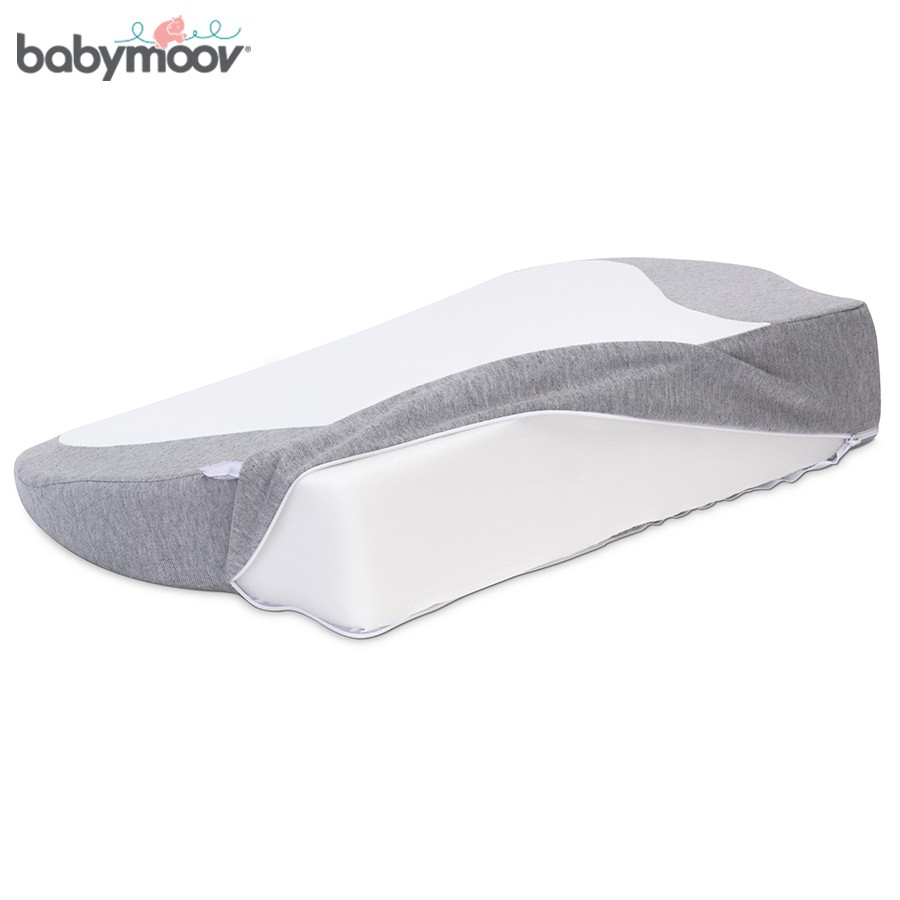 Gối Chống Trào Ngược cho Bé BABYMOOV Màu Ghi Trắng, Chất Liệu Cotton Mềm Mại, Thoáng Khí, An Toàn BM14302
