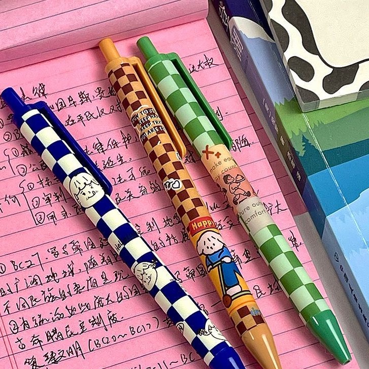 Bút Mực Gel Đen 0.5mm Họa Tiết Hoạt Hình Phong Cách Retro