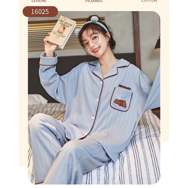 Đồ bộ đồ ngủ pyjama tay dài nhí nhảnh dễ thương phong cách hàn quốc thu đông | BigBuy360 - bigbuy360.vn