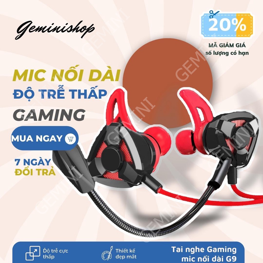 Tai nghe gaming có mic rời cho điện thoại máy tính G9 PUBG mobile micro nối dài GEMINI SHOP